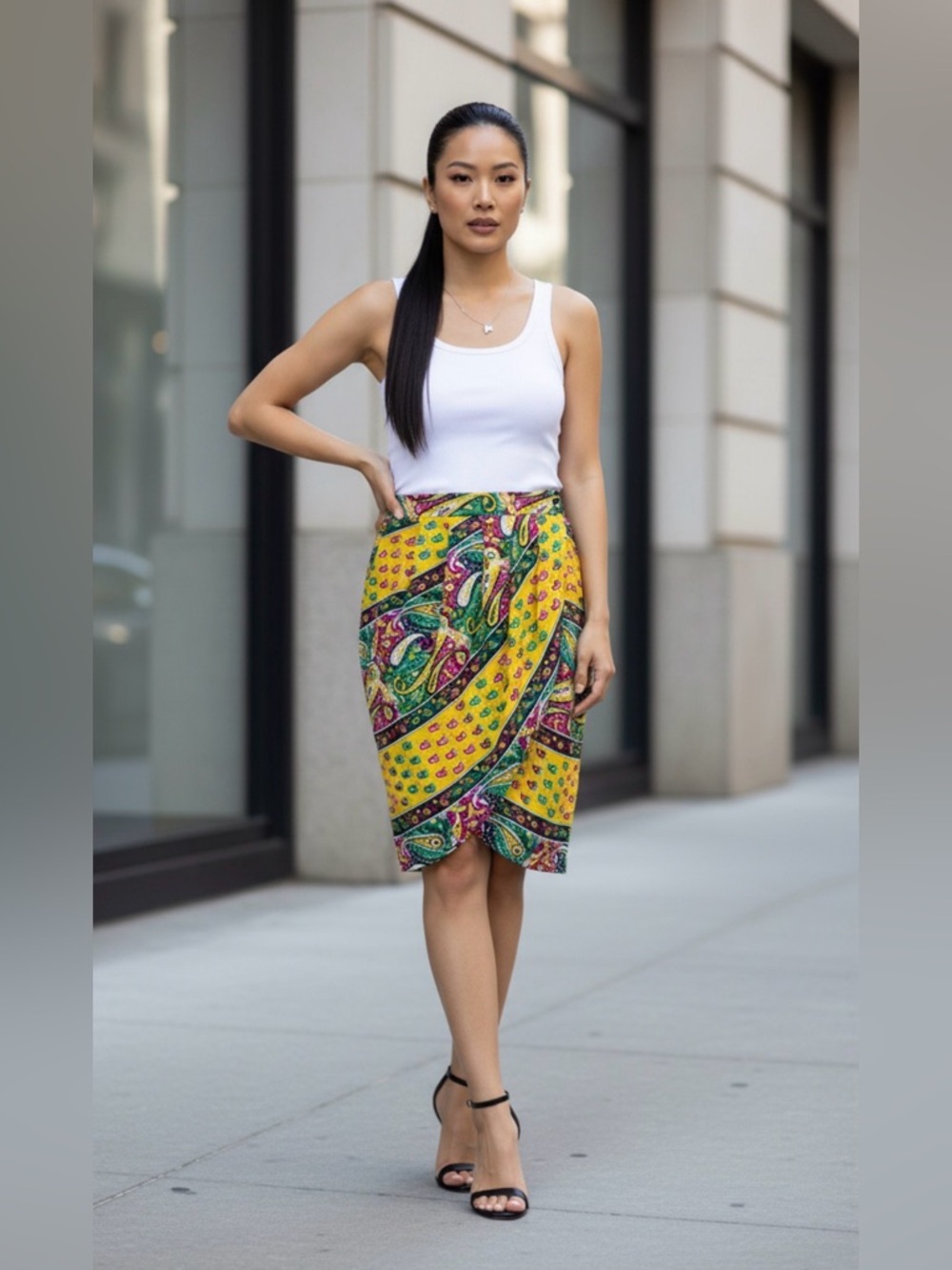 (#176)BCBGMAXAZRIA Michaela Pleated Wrap Skirt